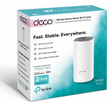 TP-Link Deco E4 AC 1200 Mbps Mesh Tüm Ev Wi-Fi Sistemi ( Tekli )