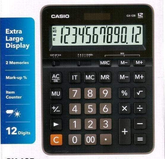 CASIO GX-12B-BK 12 HANE MASAÜSTÜ HESAP MAKINESI